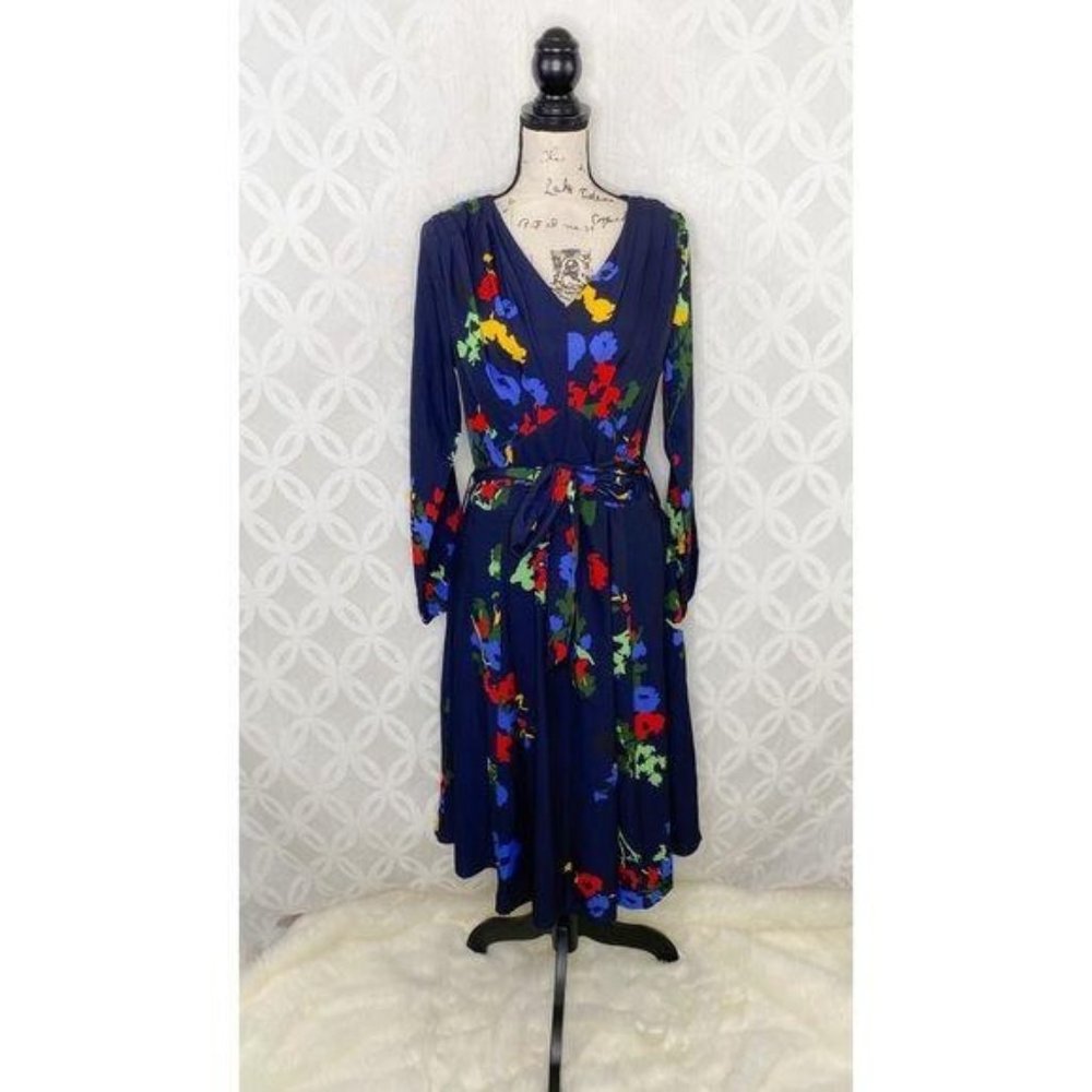 eShakti Custom Floral V-Neck Midi Dress